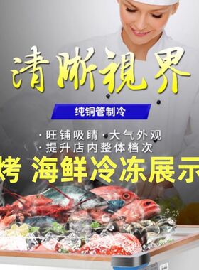 烧烤点菜冷藏冷冻展示柜海鲜柜卧式商用干货水果平面冰台展示台