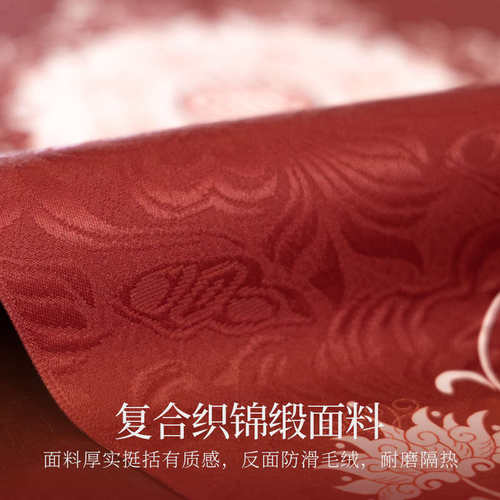 莲运花开桌旗轻奢高端茶席垫子中式复古茶台桌布红色结婚茶桌垫布 - 图3