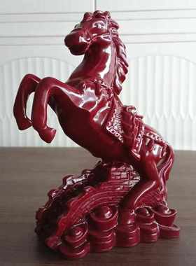 朱砂材质马摆件紫砂红色十二生肖马到成功家居客厅办公室工艺品
