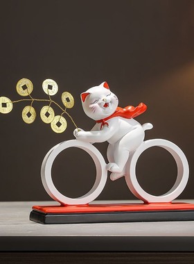 财源滚滚招财猫摆件时来运转酒柜电视柜办公室桌面装饰品开业礼物