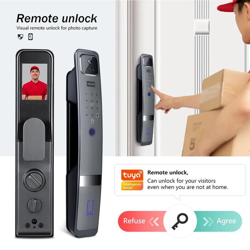 Voice Tuya lock matter system remote unlocking video monitoring fingerprint lock anti-theft door smart security lock