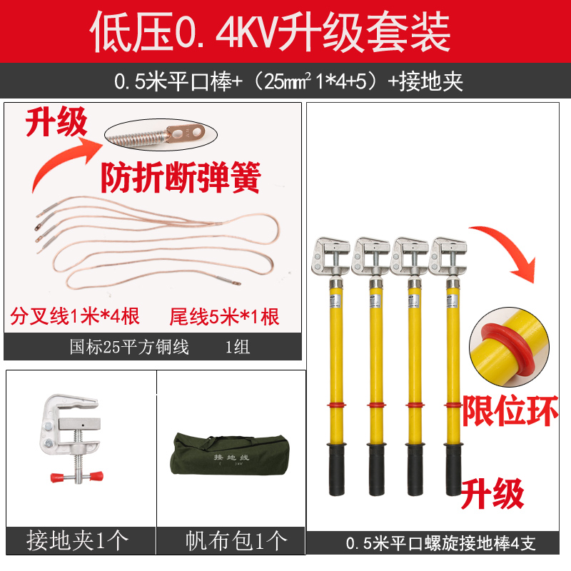 新款0.4kv低压接地线软铜线携带型短路接地线 配电室母排接地棒25 - 图2