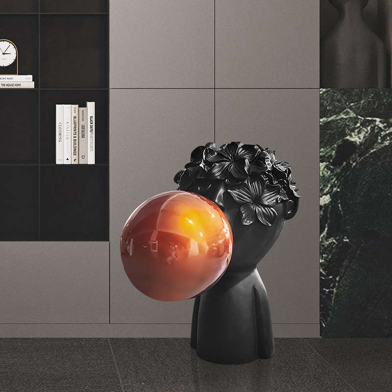 现代卡通大型落地软装吹泡泡人物雕塑摆件玄关大堂样板房艺术装置 - 图2