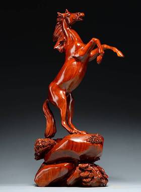 木质生肖马雕刻摆件花梨木马到成功家居客厅电视柜装饰工艺品送礼