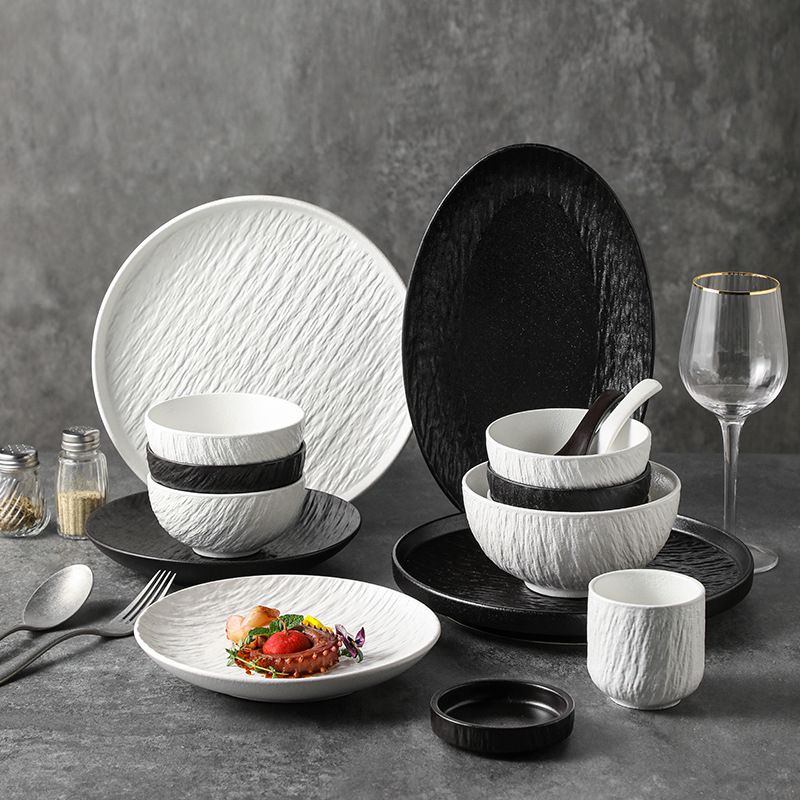 蒸鱼盘子家用日式复古陶瓷餐具轻奢网红款椭圆形深盘子创意菜盘 - 图0