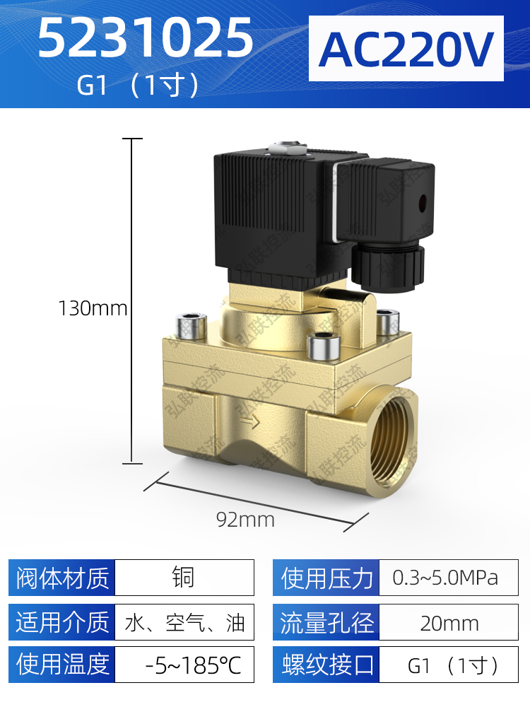 高压电磁阀5404-04 5231015水阀气阀2分3分4分6分1寸220v24高压阀 - 图0