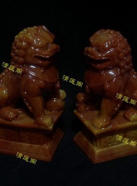 招财雌雄狮子摆件镇宅一对家居客厅书房办公室桌面装饰工艺品礼品