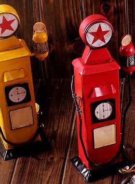 复古摆件电话亭欧式咖啡厅酒吧装饰加油机存钱罐铁皮邮筒模型陈设