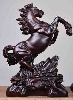 黑檀木雕刻马摆件 红木马工艺品实木头 马到成功中式家居商业礼品