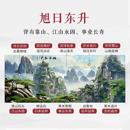 客厅装饰画办公室山水画国画风水靠山字画沙发背景墙壁画靠山挂画 - 图2
