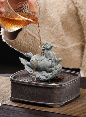 创意可爱摇摇马精品茶宠摆件鱼缸造景装饰青砂石国风木马桌面摆设