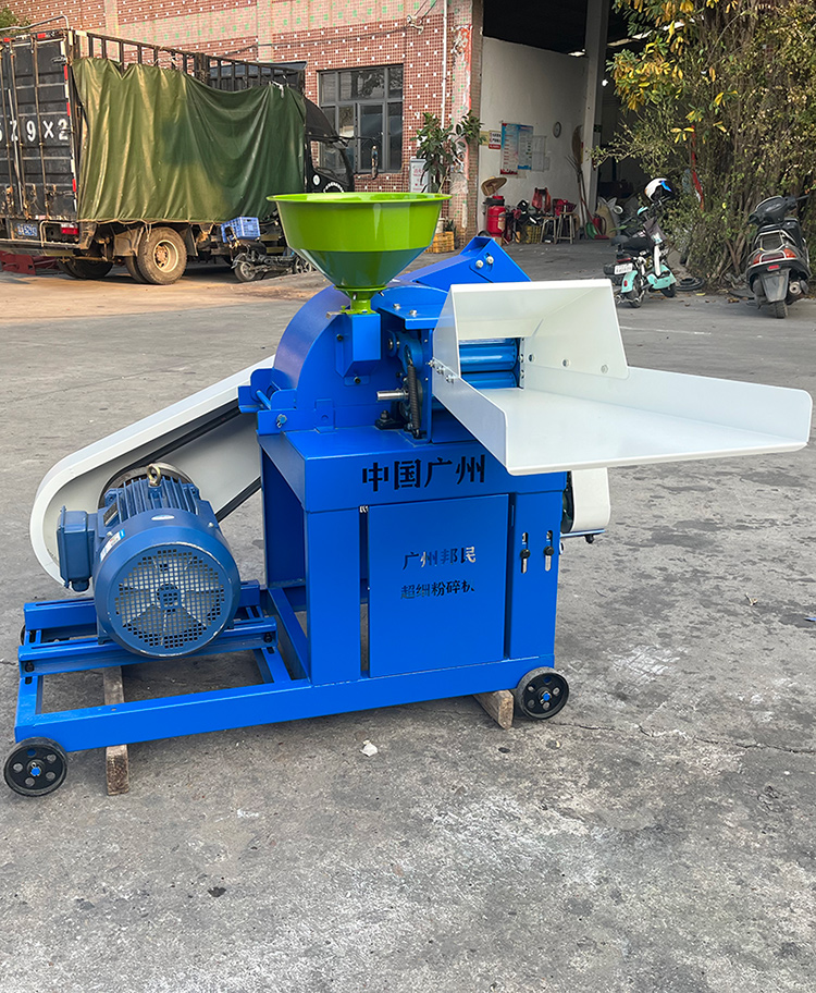 鲜牧草超细粉碎机玉米秸秆甜象草打浆机青饲料发酵碎草机锤片自动