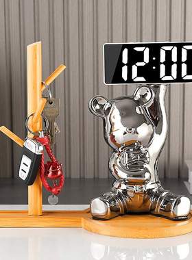 家用客厅卧室数字智能台钟桌面摆放台式闹钟钟表电子件颜高值钟摆