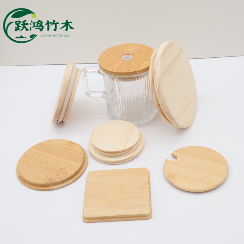 批发实木硅胶圈密封盖 竹木玻璃杯盖 木质香薰盖榉木底座logo - 图0