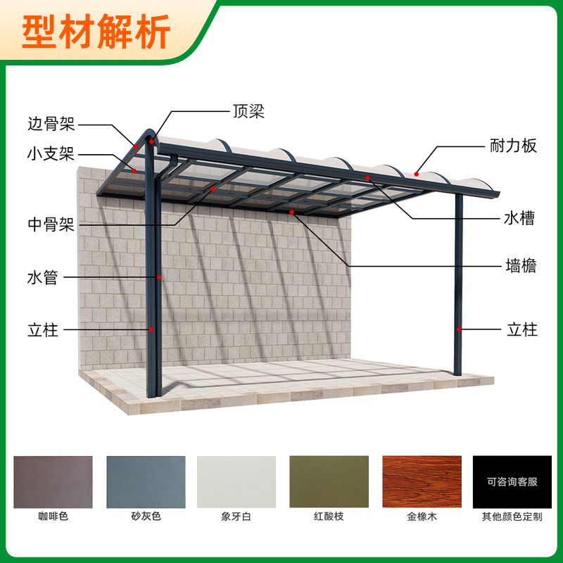 铝合金pc耐力板雨棚户外雨搭阳台窗户门口屋檐家用遮阳棚庭院雨棚,淘宝优惠券,粉丝福利购,淘宝优惠卷