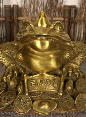 金蟾纯黄铜铜器精品家具客厅办公室汽车内饰摆件茶宠小手把件