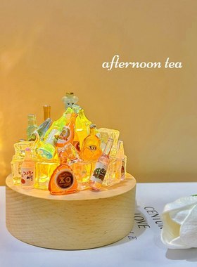 diy迷你小酒瓶小夜灯发光桌面摆件创意ins车内车载女情侣礼物男生