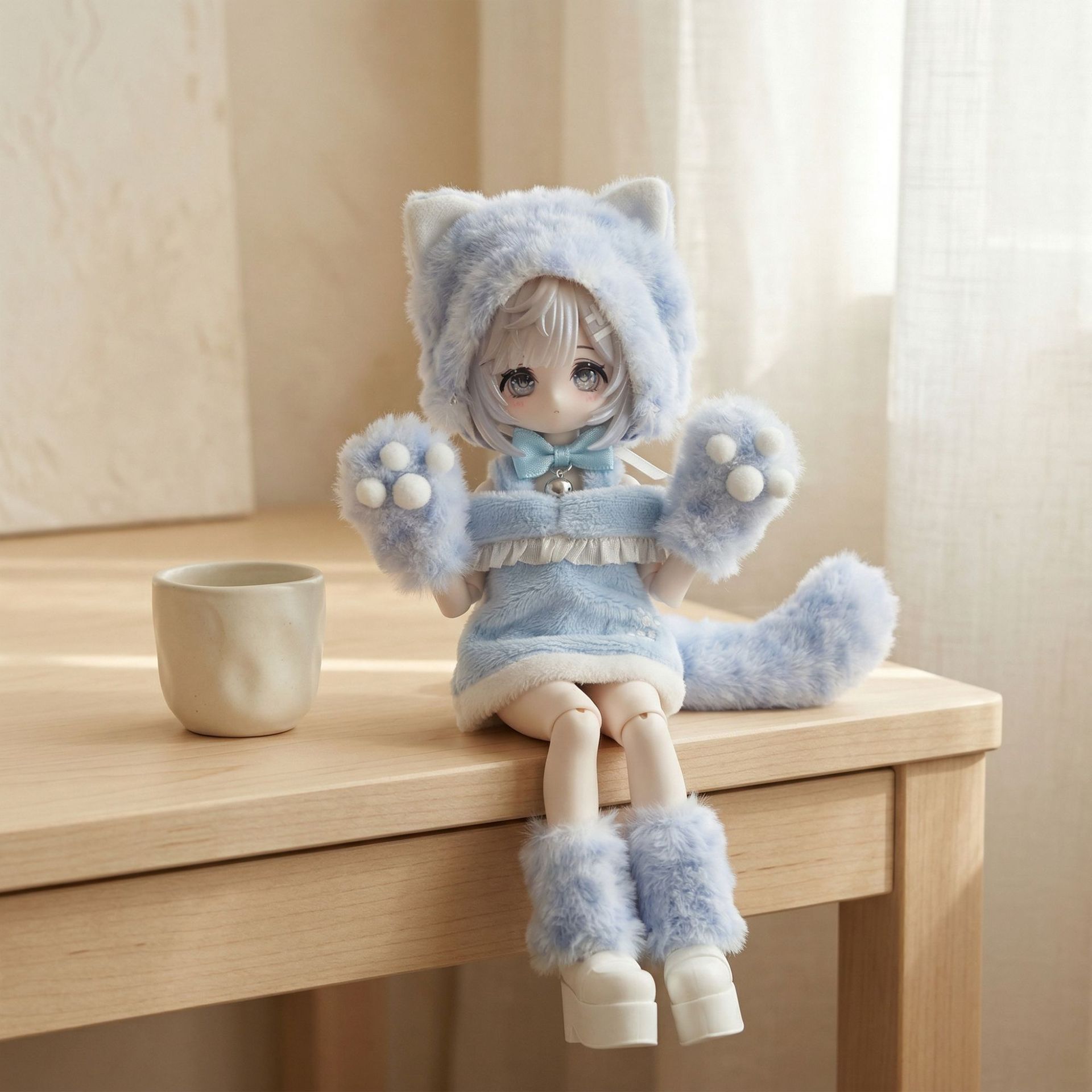 เสื้อผ้าตุ๊กตา BJD ขนาด 1/8 และ OB11 ขนาด 1/12 ชุดเสื้อผ้าสำหรับตุ๊กตาขนาด 11–17 ซม. ตัวละคร Penny Bunny A-Si ชุดเคลื่อนไหวได้ Ymy