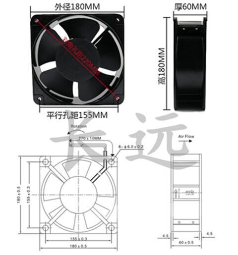 全新CF风机CF18060A2HS/HBL双滚珠220V-240v 0.32/0.22A 18CM厘米 - 图2