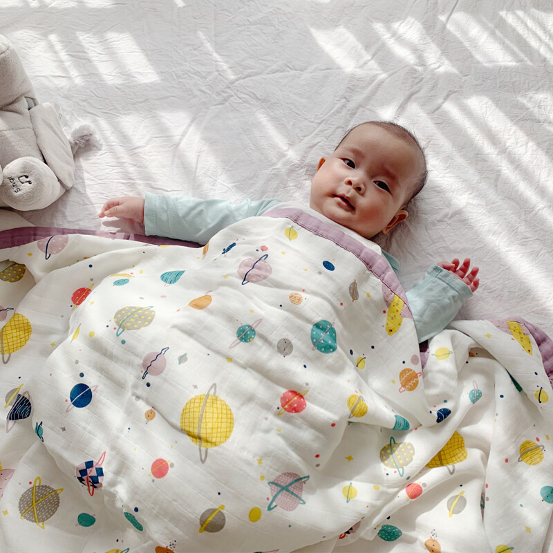 婴儿加大盖毯幼儿园午睡儿童夏凉被新生儿四层竹棉被子四季通用款 - 图2