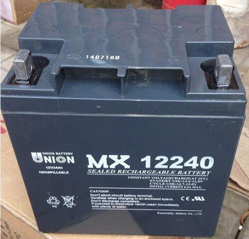 诚品韩国UNION友联蓄电池MX12240铅酸免维护12V24AH通讯机房UPS用 - 图0