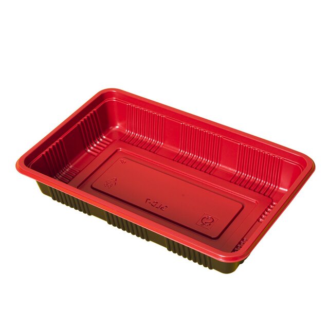Disposable black and red tray rectangular plastic packaging durian fresh meat fruit packaging box food supermarket box