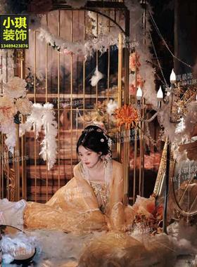 欧式铁艺超大型鸟笼婚庆装饰摆件户外落地别墅特大号摄影道具鸟笼