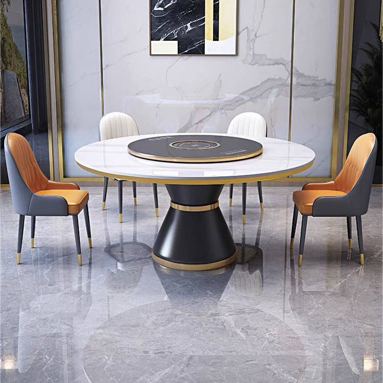 2024款岩板餐桌家用大理石圆桌转盘火锅电磁炉加热保温暖菜板饭桌,淘宝优惠券,粉丝福利购,淘宝优惠卷