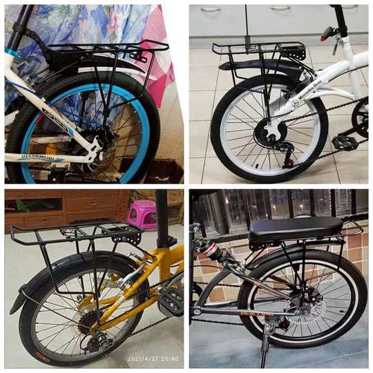 Estante para bicicleta plegable de 16-20 y 22 pulgadas, estante trasero para scooter, puede transportar personas, estante para ropa, freno de disco, freno en V, universal