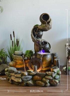 花园庭院阳台户室外会所店铺假山流水喷泉水轮景观造景装饰摆件