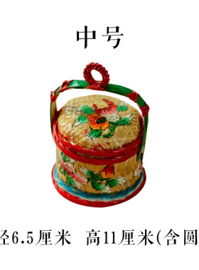 迷你手绘春盛茶席家居摆件竹篮手工竹编篮子花篮潮州传统竹艺摆i.