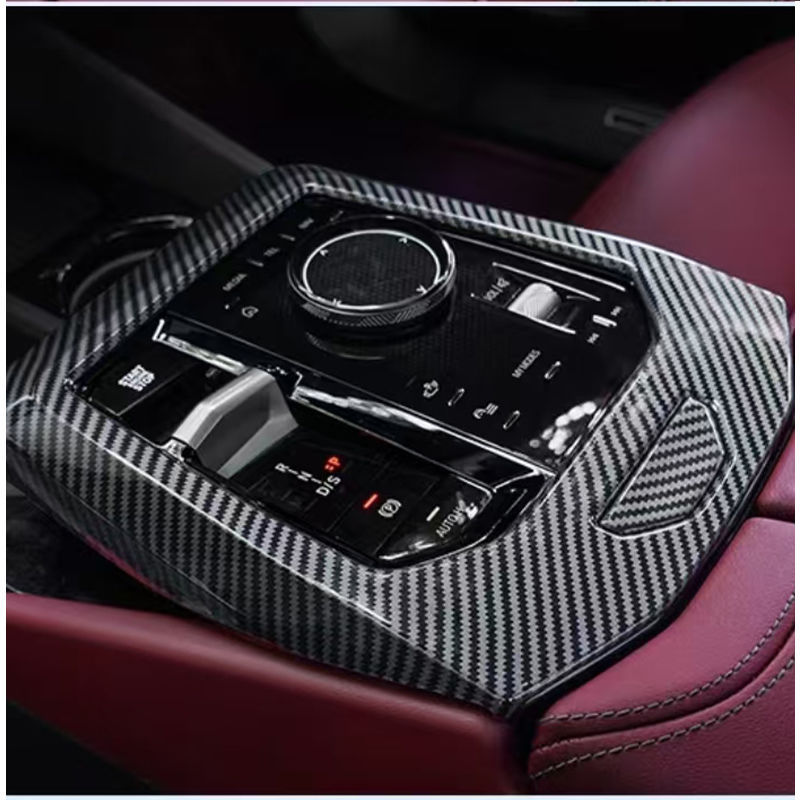 ใช้ได้กับ BMW ซีรีส์ 5 i5 รุ่น 24–25 แผงเกียร์ควบคุมส่วนกลาง กรอบตกแต่ง ชิ้นส่วนแต่งภายในคาร์บอนไฟเบอร์