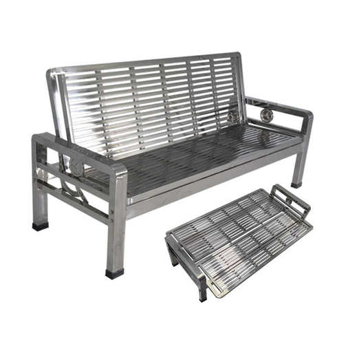 304不锈钢折叠沙发床推拉两用长椅庭院铁艺1.2米四人办公室休午床 - 图3