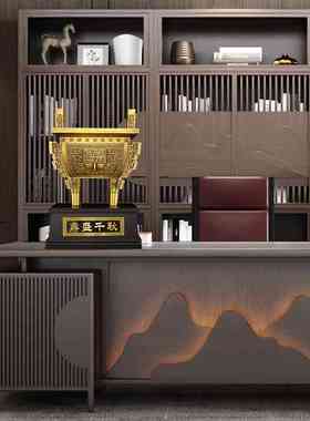 铜鼎摆件黄铜鼎盛千秋办公室开业礼品落地大号四足四方鼎摆件