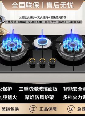 正品新飞燃气灶家用节能煤气灶三眼灶台嵌两用双边定时聚能猛火
