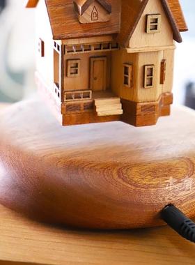 磁悬浮飞屋环游记摆件实木质创意气球木屋房子高级办公室桌面礼物