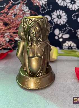 树脂欧式烛台三女神烛台装饰蜡烛装饰摆件摆件托盘烛台水晶球居家