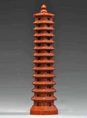 花梨木雕刻13层文昌塔摆件木头文昌塔十三层家居客厅办公室装饰品