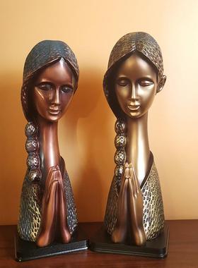 欧式雕塑家居装饰美女摆件时尚创意酒柜办公室客厅玄关树脂工艺品