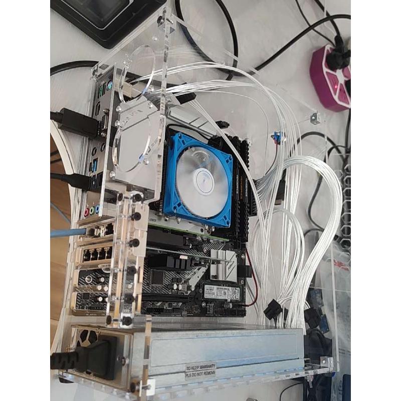 CNC customized 6mm acrylic chassis 1u dc itx matx network card expansion card soft routing