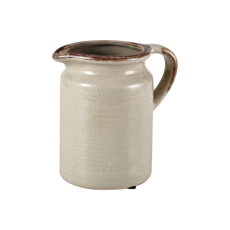 灰色小花壶瓶陶瓷民宿客栈艺术花瓶摆件客厅插花复古田园绿植干花 - 图3