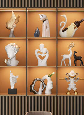 高端大气客厅酒柜摆件创意家居电视柜两侧红酒架餐边柜工艺装饰品