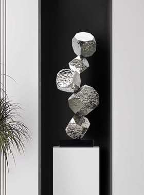 客厅不锈钢金属装置摆设售楼处艺术雕塑酒店走道大型落地抽象摆件