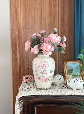 假花仿真花新款3头秋色牡丹仿真花假花高档新款客厅插花摆件餐桌
