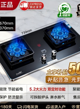 线下款新飞燃气灶定时双灶家用嵌入式台式天然气灶霸王猛火灶