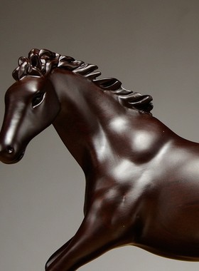 黑檀木雕马摆件红木雕刻十二生肖马家居客厅办公装饰工艺品送礼品