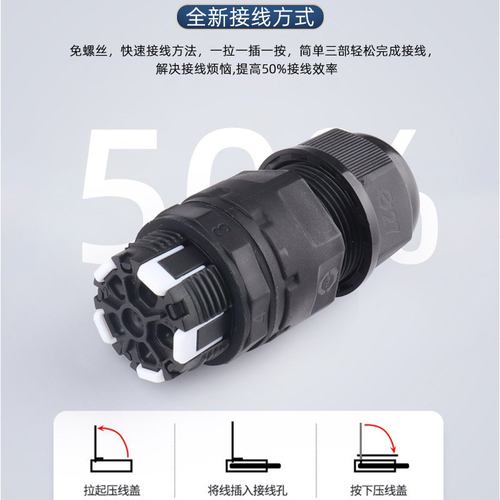 IP68电缆防水接头M25免锁芯连接器接头五按压螺丝式防水快速防水 - 图1