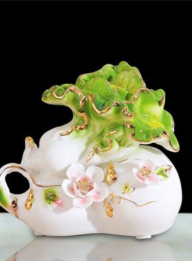 出口装饰客厅玄关白菜摆件工艺品轻家居奢乔迁开业礼物寓意摆设好