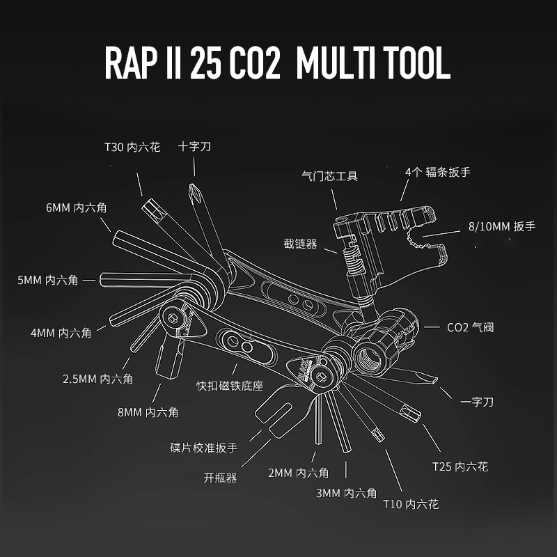 LEZYNE雷音自行车组合工具多功能扳手CO2气嘴阀截链器内六角套装 - 图0