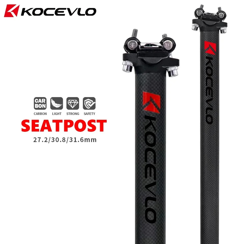 โพสต์เบาะจักรยาน Kocevlo วัสดุไฟเบอร์คาร์บอน ขนาด 27.2/30.8/31.6 มม. สำหรับจักรยานเสือภูเขาและเสือหมอบ แบบน็อตคู่